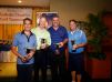 Second Place Lowest Gross Team, with Msgr. Cox: Randall Rubin, Gregory James, Greg Kennedy and (not pictured) Ken Ingber