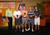 First Place Lowest Net Team, with Msgr. Cox: Dave Osman, Pete Newhouse, James Willis and Todd Newhouse